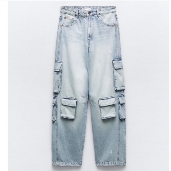 Zara Other - Zara Cargo Mid Rise Baggy Barrel Y2K Jeans NWT